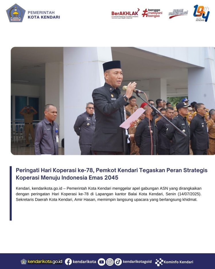 Peringati Hari Koperasi ke-78, Pemkot Kendari Tegaskan Peran Strategis Koperasi Menuju Indonesia Emas 2045