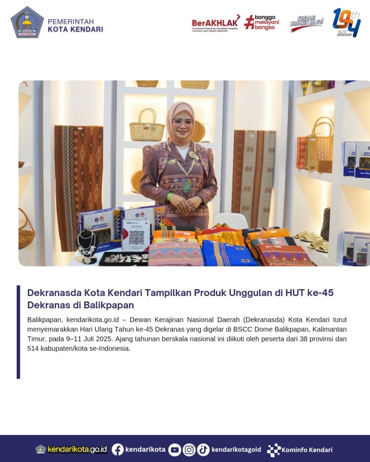 Dekranasda Kota Kendari Tampilkan Produk Unggulan di HUT ke-45 Dekranas di Balikpapan