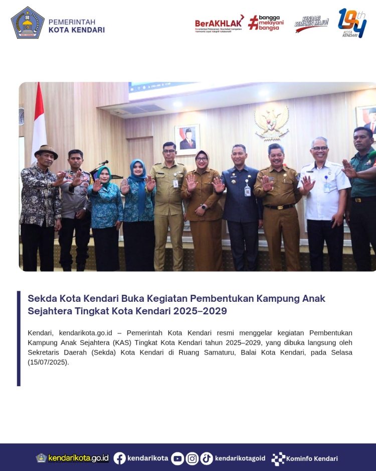 Sekda Kota Kendari Buka Kegiatan Pembentukan Kampung Anak Sejahtera Tingkat Kota Kendari 2025–2029