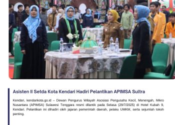 Asisten II Setda Kota Kendari Hadiri Pelantikan APIMSA Sultra