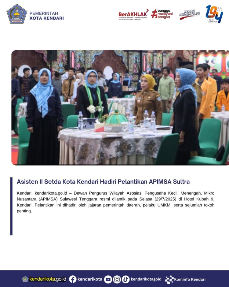 Asisten II Setda Kota Kendari Hadiri Pelantikan APIMSA Sultra