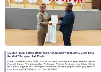 Seluruh Fraksi Setuju, Raperda Pertanggungjawaban APBD 2024 Kota Kendari Ditetapkan Jadi Perda