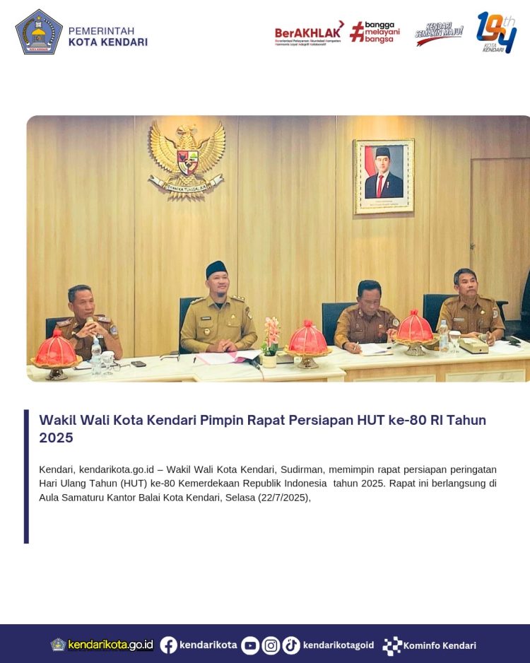 Wakil Wali Kota Kendari Pimpin Rapat Persiapan HUT ke-80 RI Tahun 2025