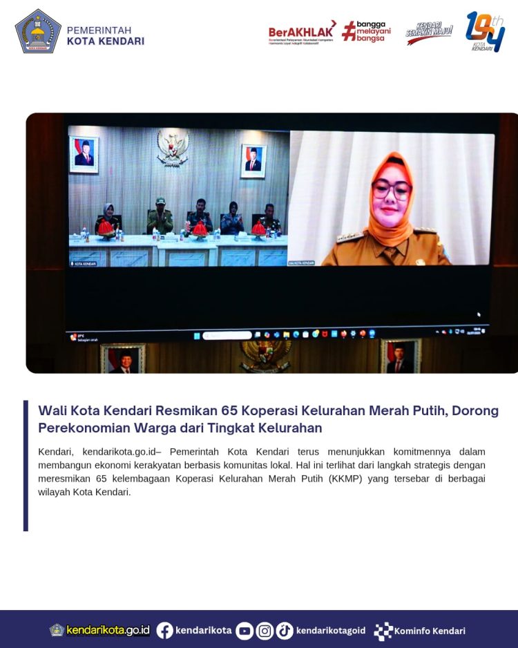 Wali Kota Kendari Resmikan 65 Koperasi Kelurahan Merah Putih, Dorong Perekonomian Warga dari Tingkat Kelurahan
