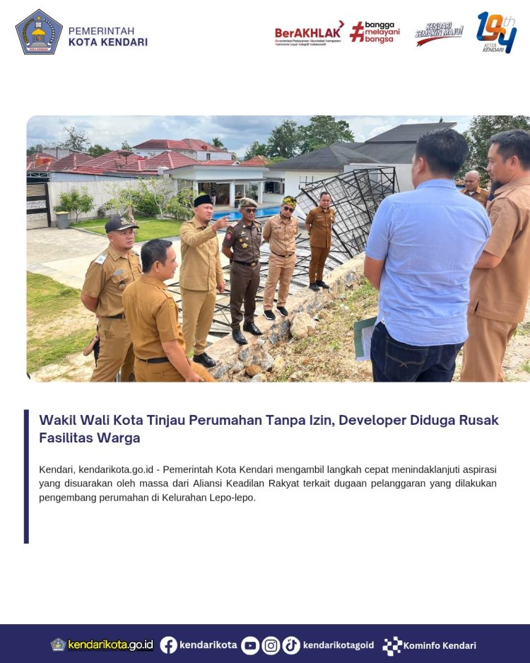 Wakil Wali Kota Tinjau Perumahan Tanpa Izin, Developer Diduga Rusak Fasilitas Warga