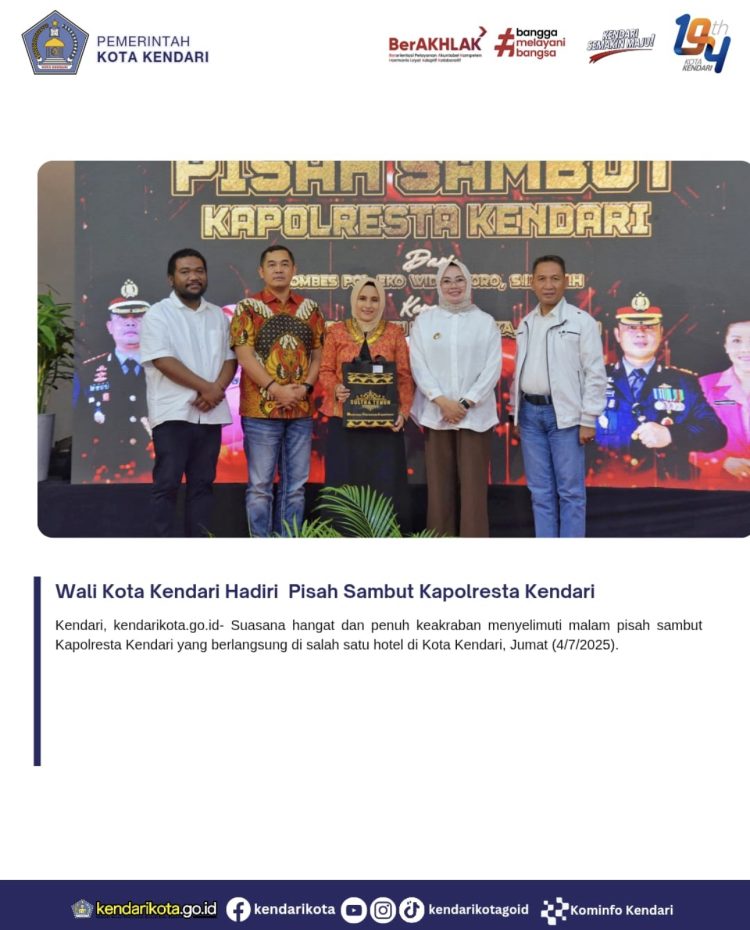 Wali Kota Kendari Hadiri Malam Pisah Sambut Kapolresta Kendari