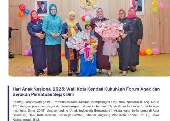 Hari Anak Nasional 2025: Wali Kota Kendari Kukuhkan Forum Anak dan Serukan Persatuan Sejak Dini