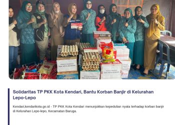Solidaritas TP PKK Kota Kendari, Bantu Korban Banjir di Kelurahan Lepo-Lepo