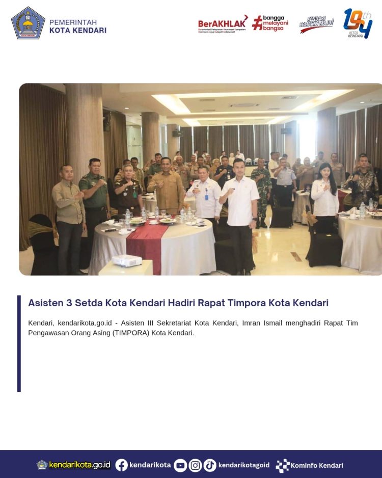 Asisten 3 Setda Kota Kendari Hadiri Rapat Timpora Kota Kendari