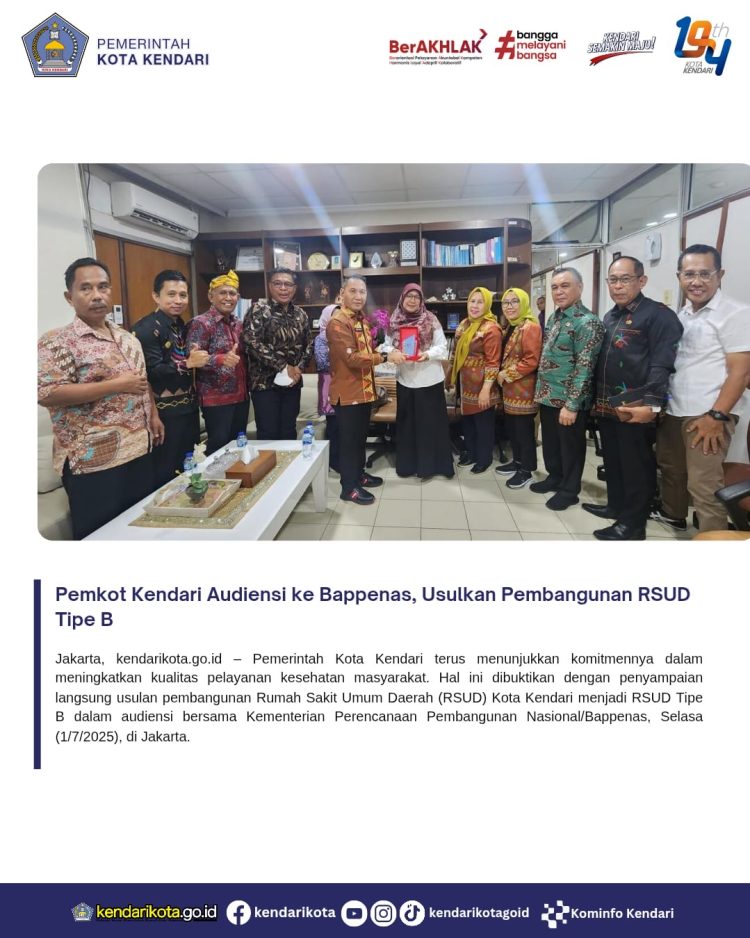 Pemkot Kendari Audiensi ke Bappenas, Usulkan Pembangunan RSUD Tipe B