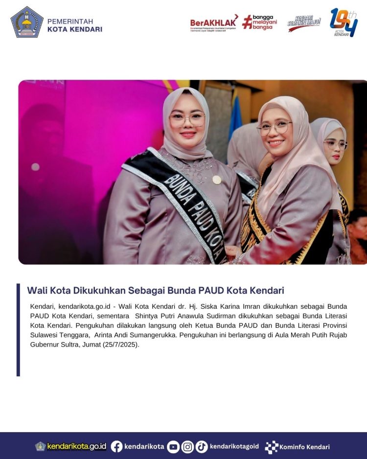 Wali Kota Dikukuhkan Sebagai Bunda PAUD Kota Kendari
