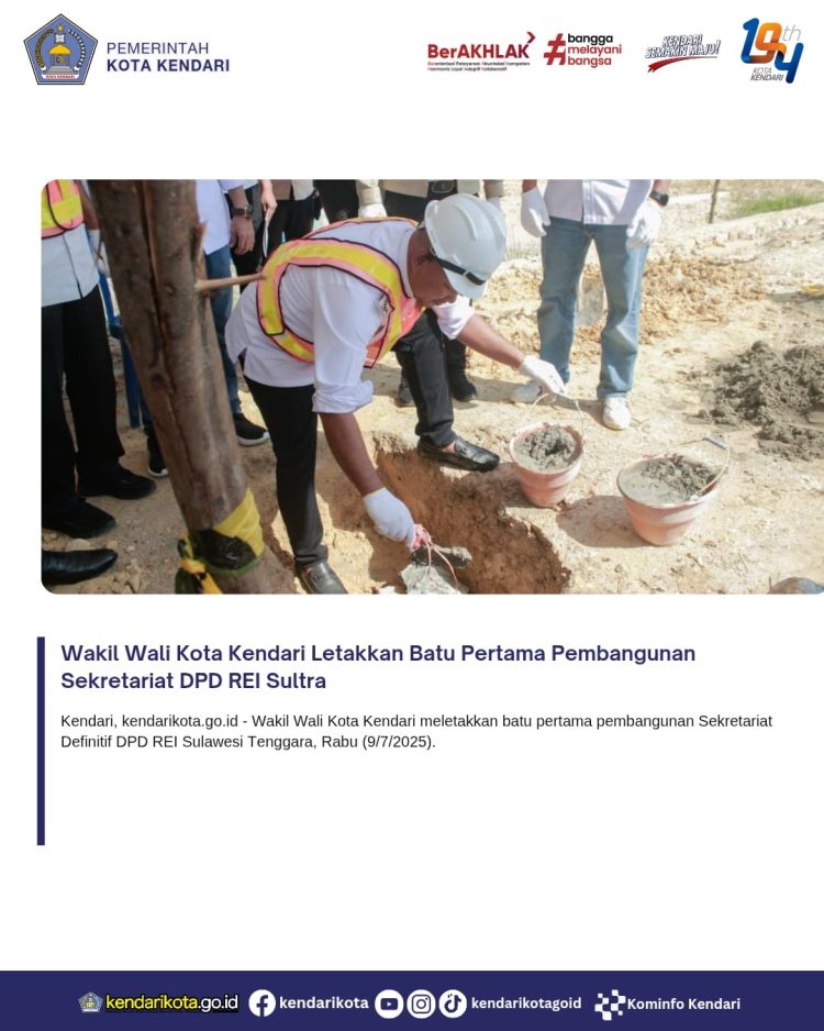 Wakil Wali Kota Kendari Letakkan Batu Pertama Pembangunan Sekretariat DPD REI Sultra
