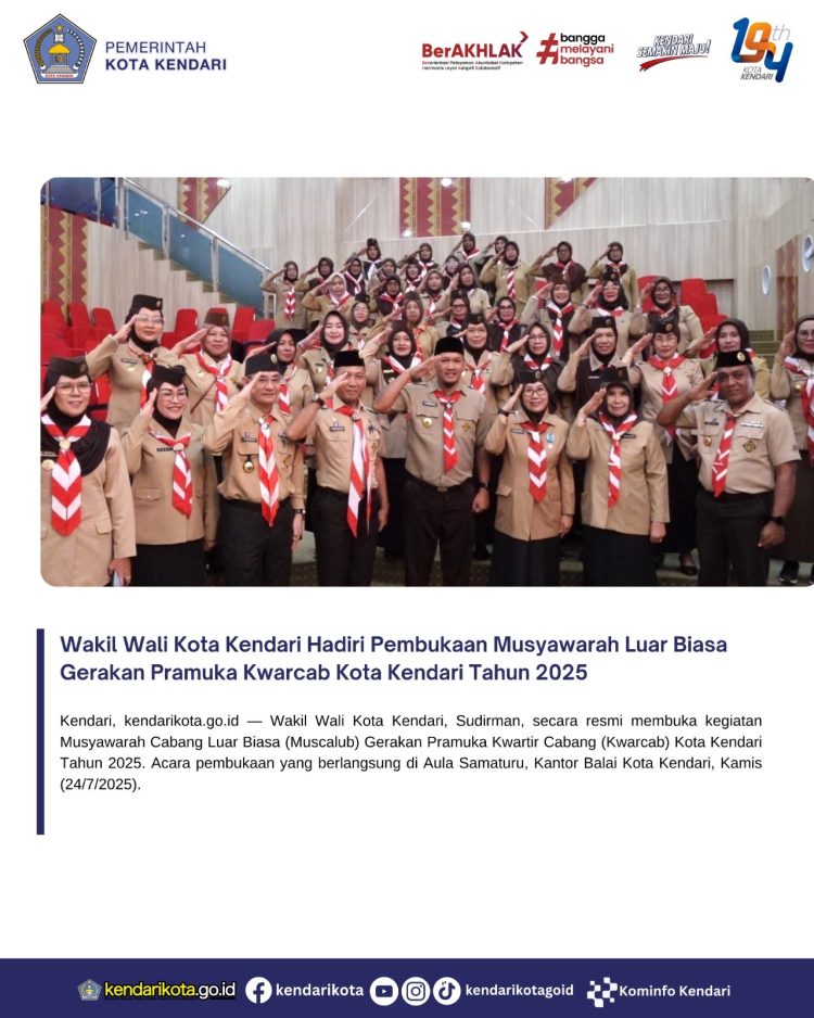 Wakil Wali Kota Kendari Hadiri Pembukaan Musyawarah Luar Biasa Gerakan Pramuka Kwarcab Kota Kendari Tahun 2025