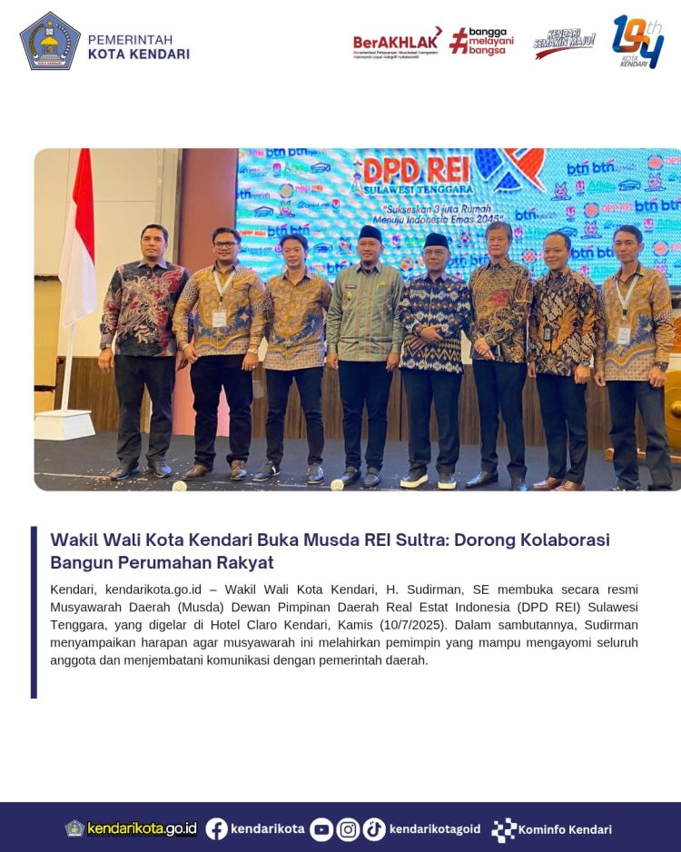 Wakil Wali Kota Kendari Buka Musda REI Sultra: Dorong Kolaborasi Bangun Perumahan Rakyat