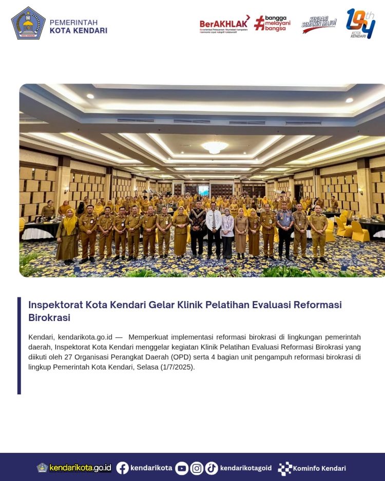 Inspektorat Kota Kendari Gelar Klinik Pelatihan Evaluasi Reformasi Birokrasi