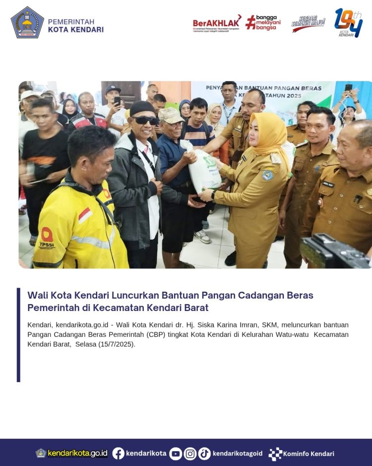 Wali Kota Kendari Luncurkan Bantuan Pangan Cadangan Beras Pemerintah di Kecamatan Kendari Barat
