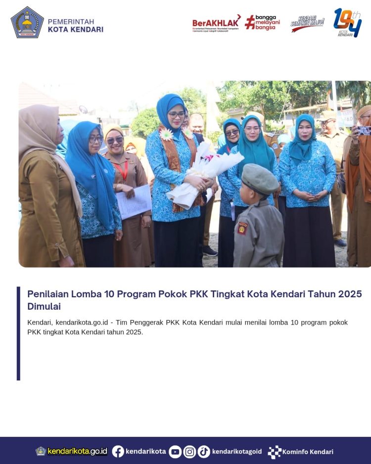 Penilaian Lomba 10 Program Pokok PKK Tingkat Kota Kendari Tahun 2025 Dimulai