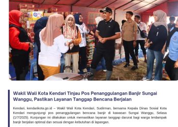Wakil Wali Kota Kendari Tinjau Pos Penanggulangan Banjir Sungai Wanggu, Pastikan Layanan Tanggap Bencana Berjalan