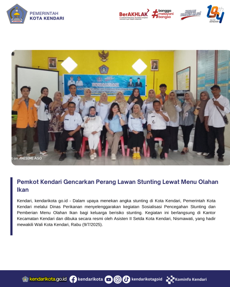 Pemkot Kendari Gencarkan Perang Lawan Stunting Lewat Menu Olahan Ikan