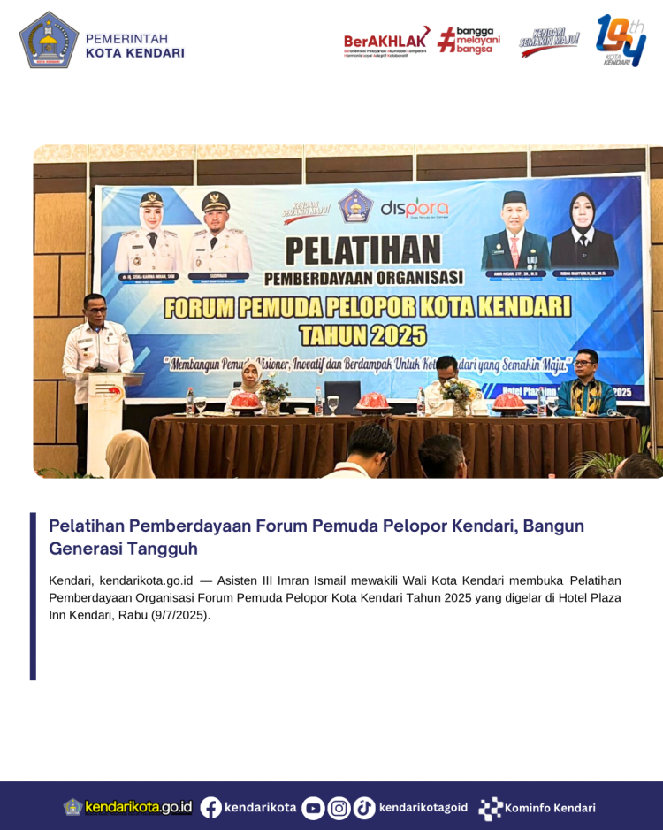 Pelatihan Pemberdayaan Forum Pemuda Pelopor Kendari, Bangun Generasi Tangguh