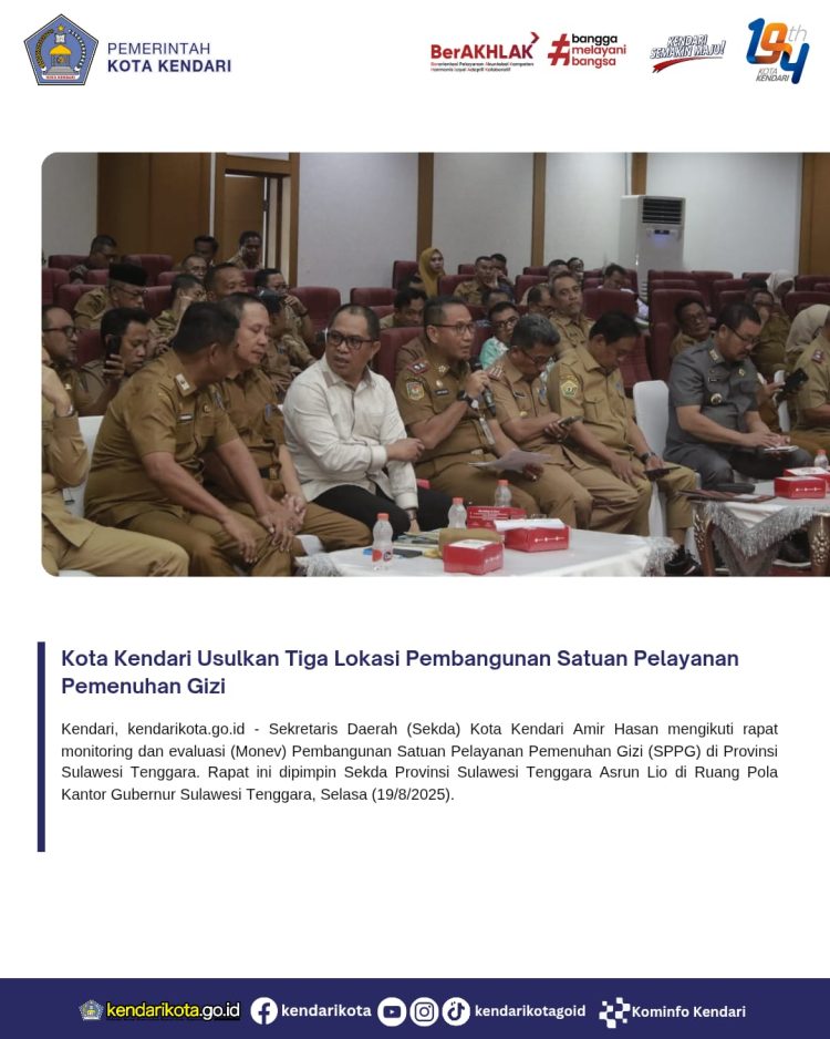 Kota Kendari Usulkan Tiga Lokasi Pembangunan Satuan Pelayanan Pemenuhan Gizi