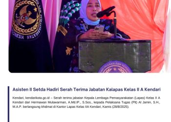 Asisten II Setda Hadiri Serah Terima Jabatan Kalapas Kelas II A Kendari