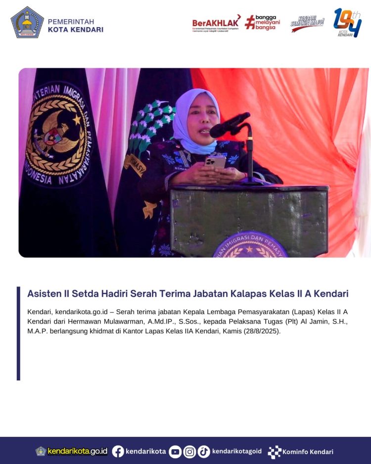 Asisten II Setda Hadiri Serah Terima Jabatan Kalapas Kelas II A Kendari