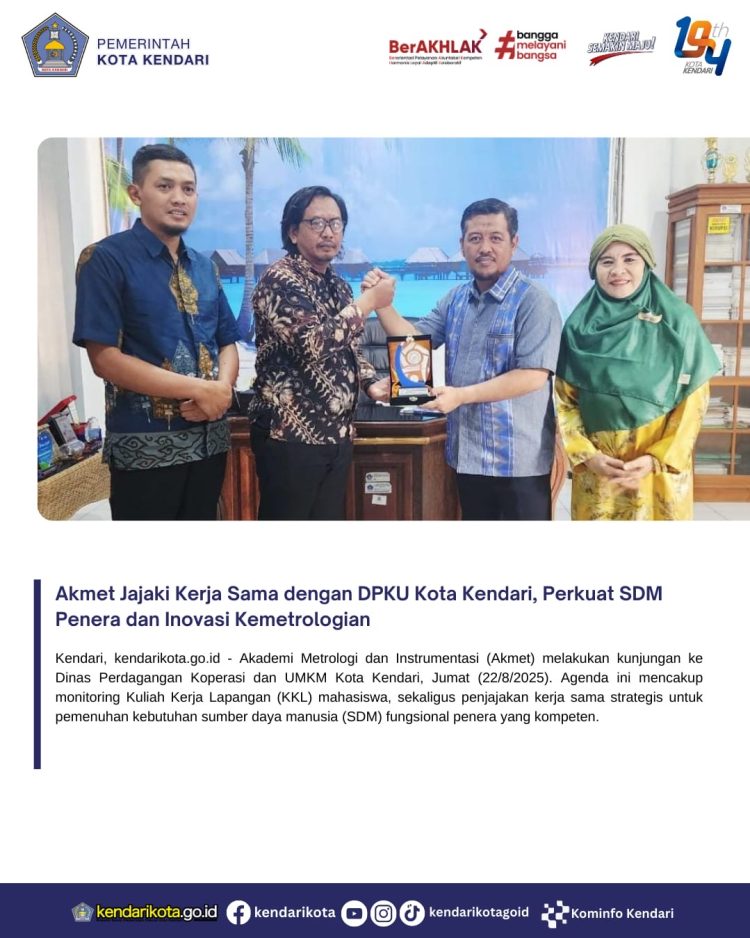 Akmet Jajaki Kerja Sama dengan DPKU Kota Kendari, Perkuat SDM Penera dan Inovasi Kemetrologian