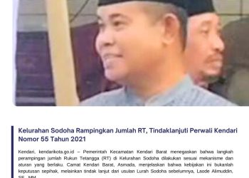 Kelurahan Sodoha Rampingkan Jumlah RT, Tindaklanjuti Perwali Kendari Nomor 55 Tahun 2021