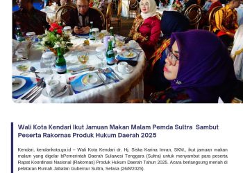 Wali Kota Kendari Ikut Jamuan Makan Malam Pemda Sultra Sambut Peserta Rakornas Produk Hukum Daerah 2025