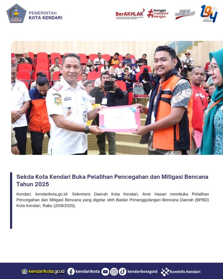 Sekda Kota Kendari Buka Pelatihan Pencegahan dan Mitigasi Bencana Tahun 2025