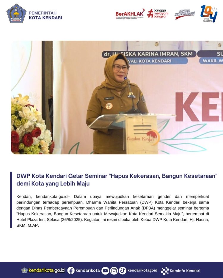 DWP Kota Kendari Gelar Seminar “Hapus Kekerasan, Bangun Kesetaraan” demi Kota yang Lebih Maju