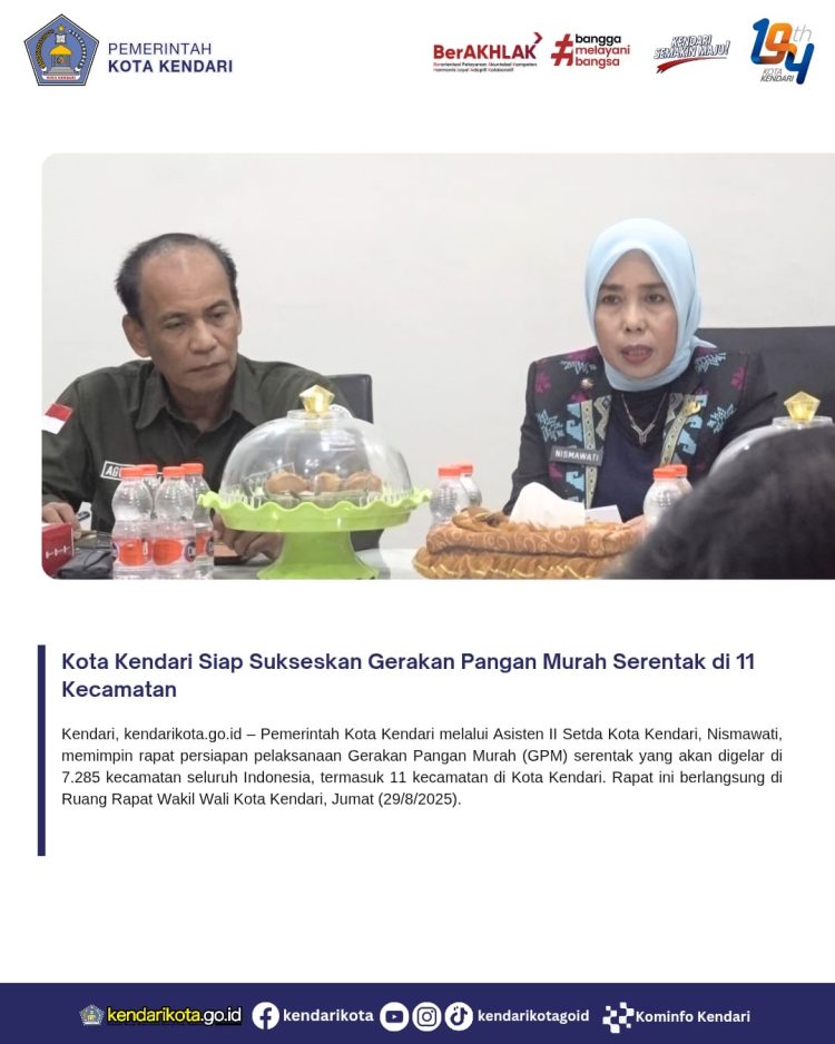 Kota Kendari Siap Sukseskan Gerakan Pangan Murah Serentak di 11 Kecamatan