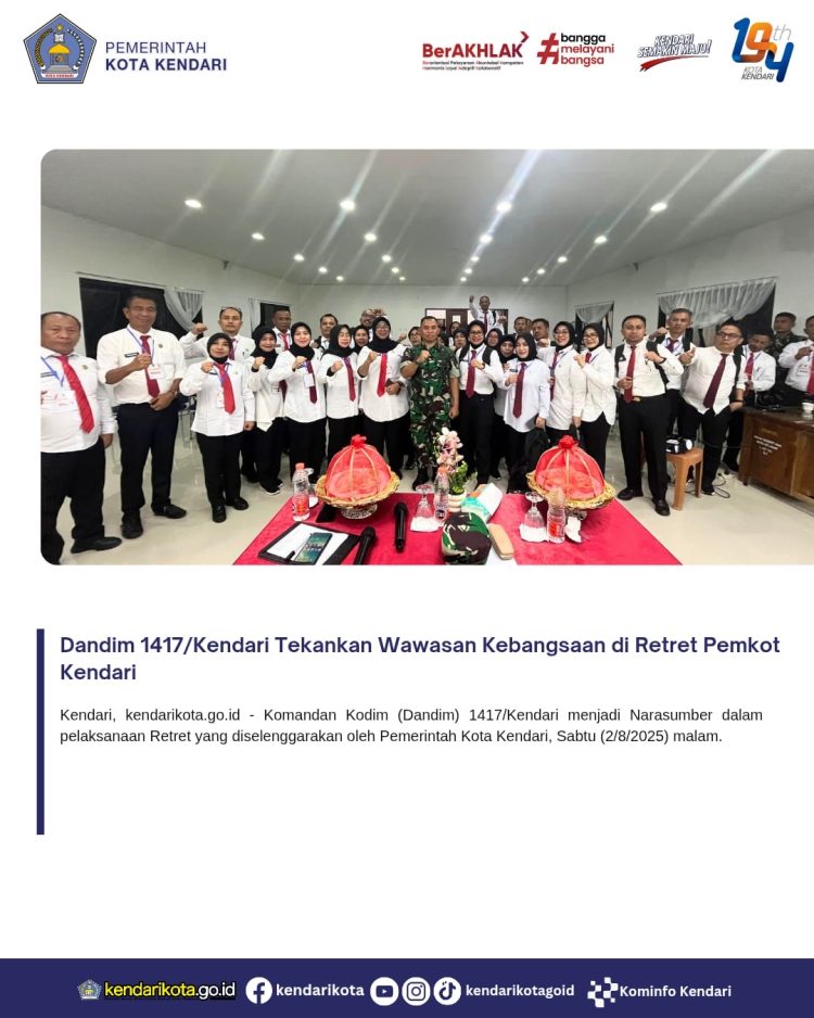 Dandim 1417/Kendari Tekankan Wawasan Kebangsaan di Retret Pemkot Kendari
