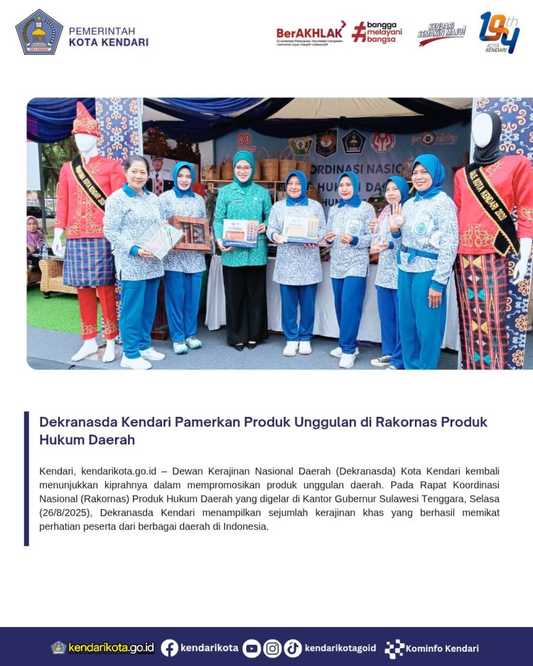 Dekranasda Kendari Pamerkan Produk Unggulan di Rakornas Produk Hukum Daerah