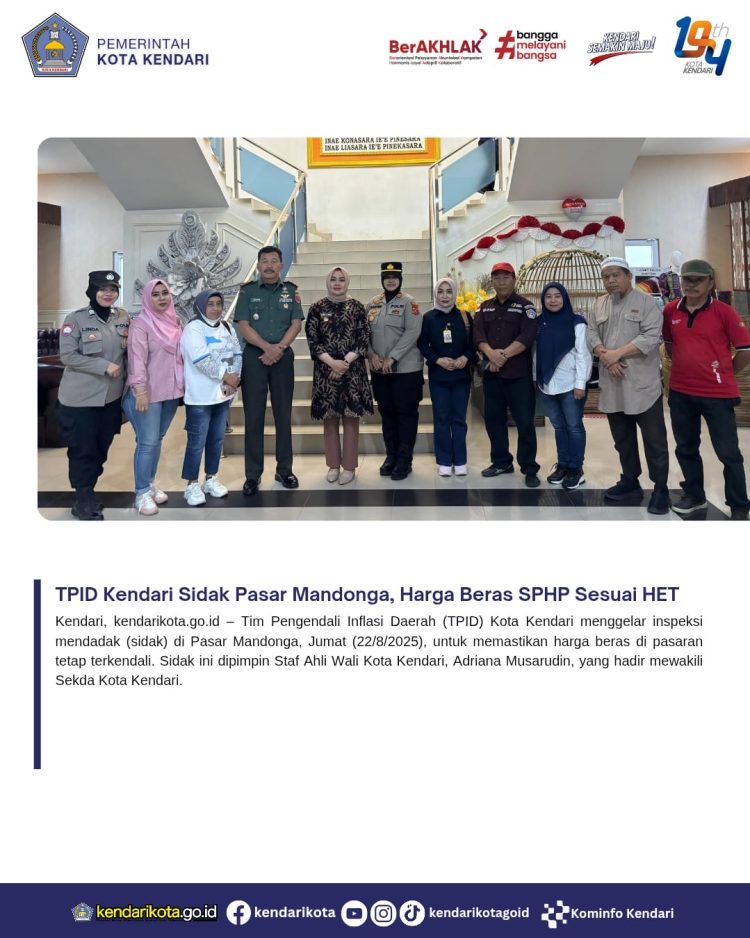 TPID Kendari Sidak Pasar Mandonga, Harga Beras SPHP Sesuai HET