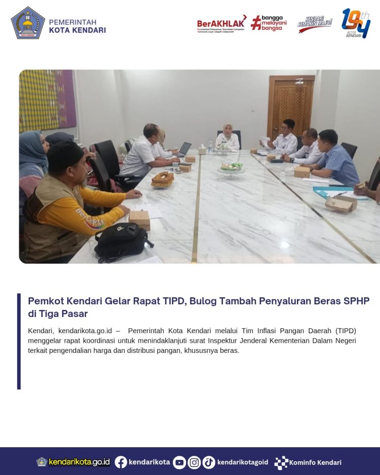 Pemkot Kendari Gelar Rapat TPID, Bulog Tambah Penyaluran Beras SPHP di Tiga Pasar