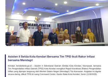 Asisten II Setda Kota Kendari Bersama Tim TPID Ikuti Rakor Inflasi bersama Mendagri