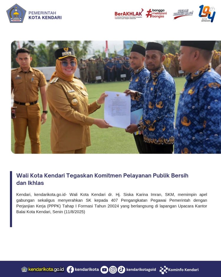 Wali Kota Kendari Tegaskan Komitmen Pelayanan Publik Bersih dan Ikhlas