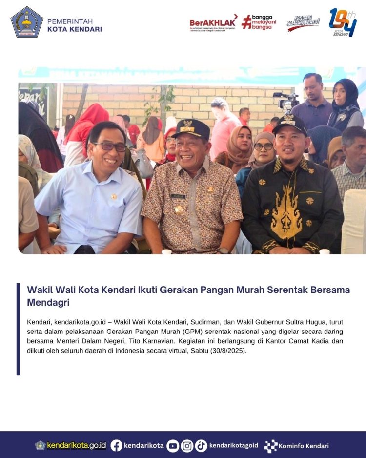 Wakil Wali Kota Kendari Ikuti Gerakan Pangan Murah Serentak Bersama Mendagri