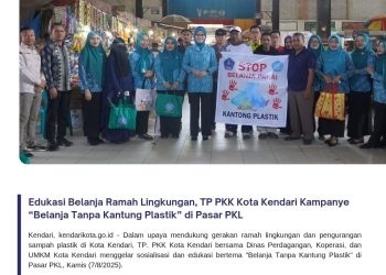 Edukasi Belanja Ramah Lingkungan, TP PKK Kota Kendari Kampanye “Belanja Tanpa Kantung Plastik” di Pasar PKL