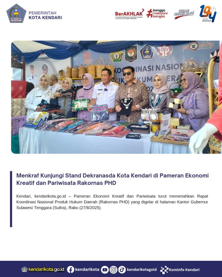 Menkraf Kunjungi Stand Dekranasda Kota Kendari di Pameran Ekonomi Kreatif dan Pariwisata Rakornas PHD