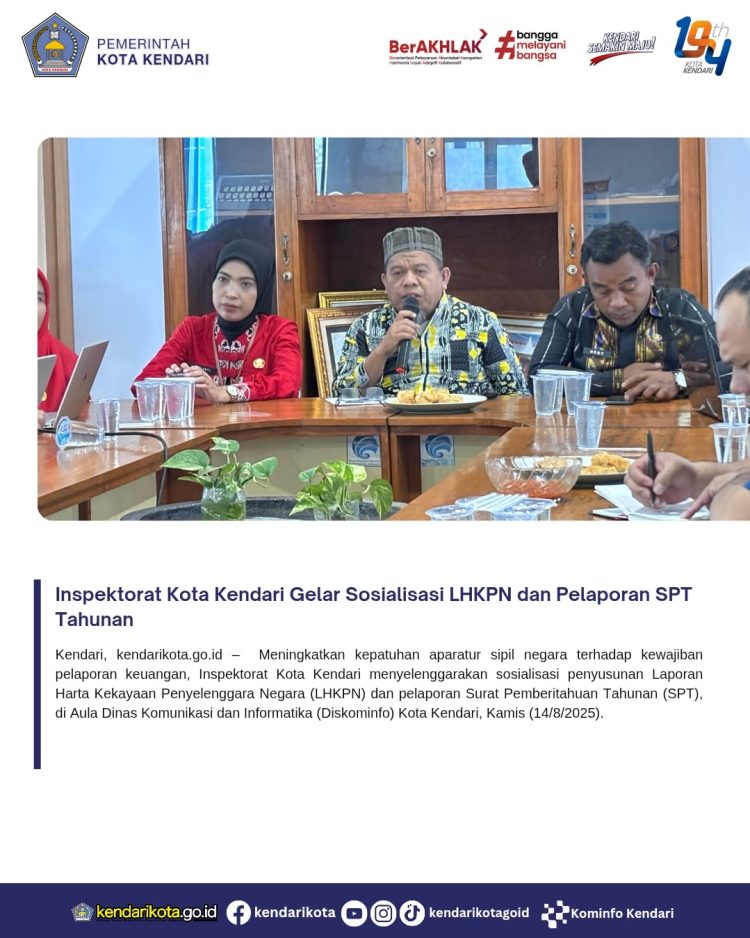 Inspektorat Kota Kendari Gelar Sosialisasi LHKPN dan Pelaporan SPT Tahunan