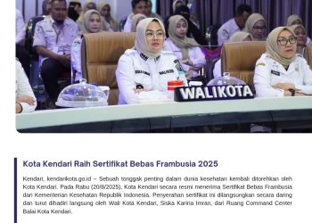Kota Kendari Raih Sertifikat Bebas Frambusia 2025