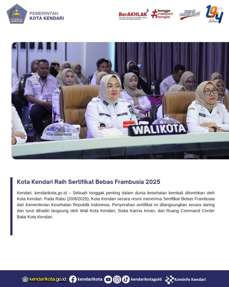Kota Kendari Raih Sertifikat Bebas Frambusia 2025