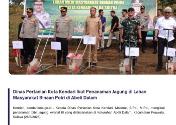 Dinas Pertanian Kota Kendari Ikut Penanaman Jagung di Lahan Masyarakat Binaan Polri di Abeli Dalam