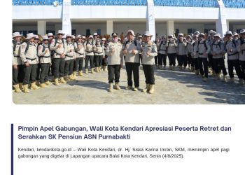 Pimpin Apel Gabungan, Wali Kota Kendari Apresiasi Peserta Retret dan Serahkan SK Pensiun ASN Purnabakti