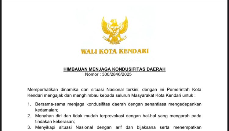 Himbauan Wali Kota Kendari menjaga Kondusifitas Daerah