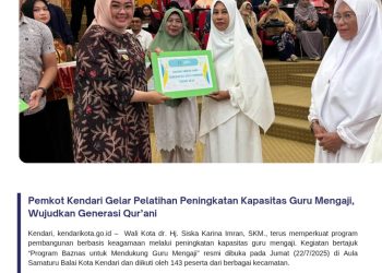 Pemkot Kendari Gelar Pelatihan Peningkatan Kapasitas Guru Mengaji, Wujudkan Generasi Qur’ani