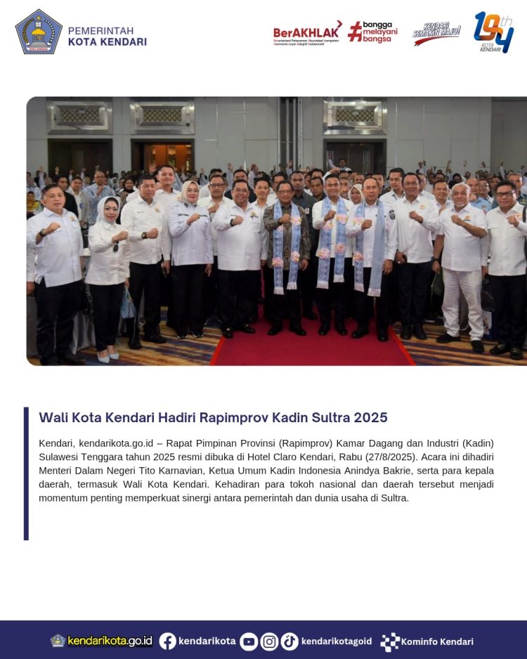 Wali Kota Kendari Hadiri Rapimprov Kadin Sultra 2025